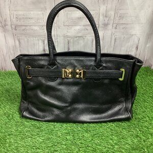 Onna Ehrlich Maya Black Leather Satchel Tote Bag